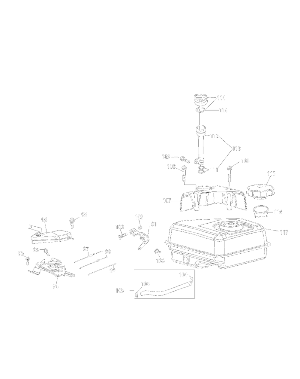 270-Sua Engine / 270-Sua Fuel Tankandmounting Diagram and Parts List for 31AS63EF700 2015 Yard Machines Snow Blower